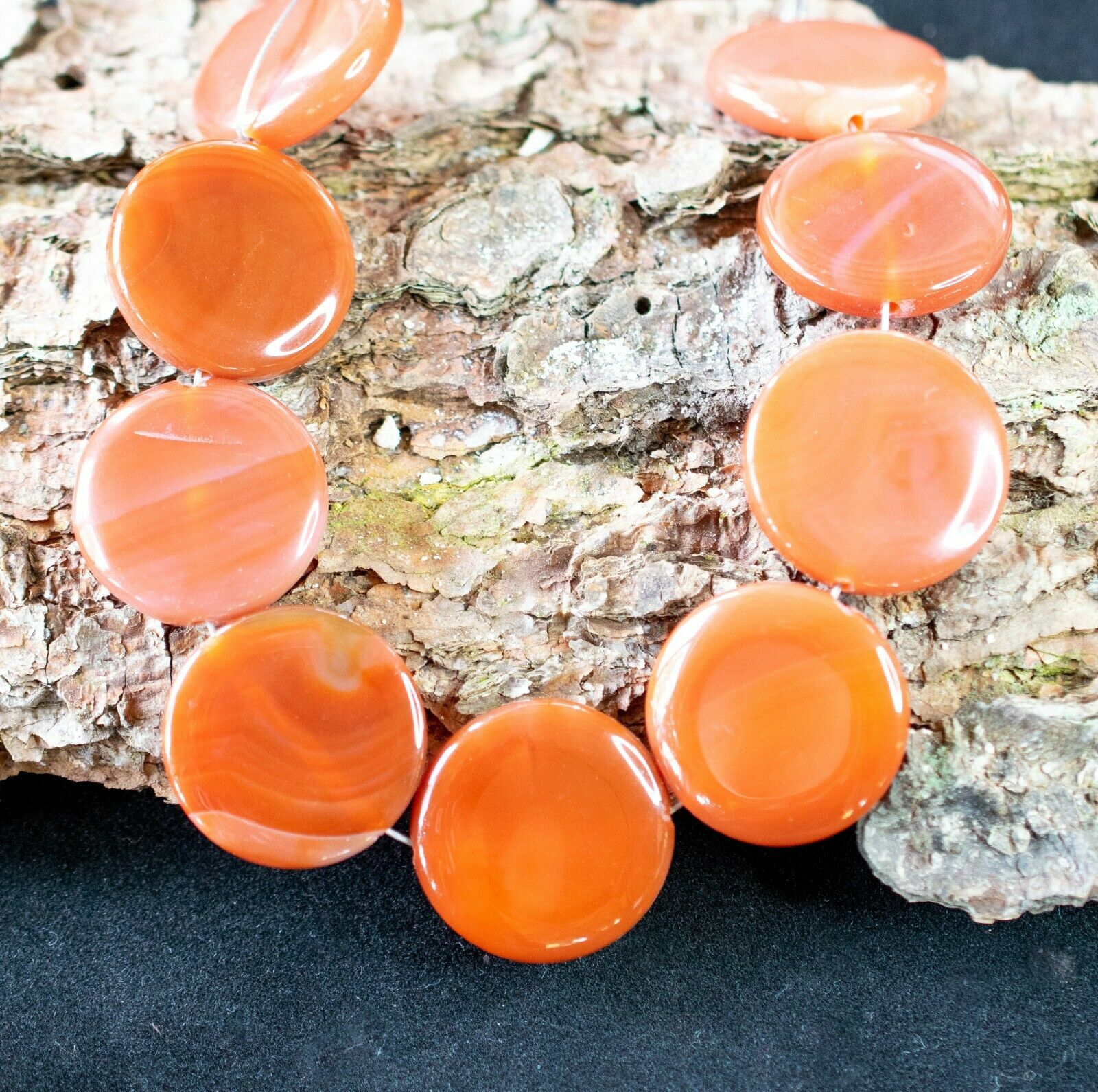 10 KARNEOL EDELSTEINE SCHÖNES ORANGE IN SCHEIBENFORM Ø 25 MM TOP!